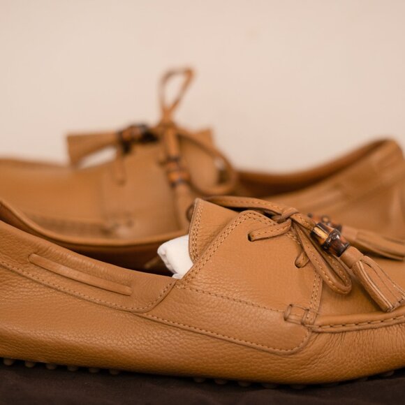 Gucci Men\'s Tan Drivers with Bamboo Size 8 main image 6